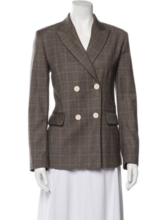 Sandro Wool Plaid Print Blazer