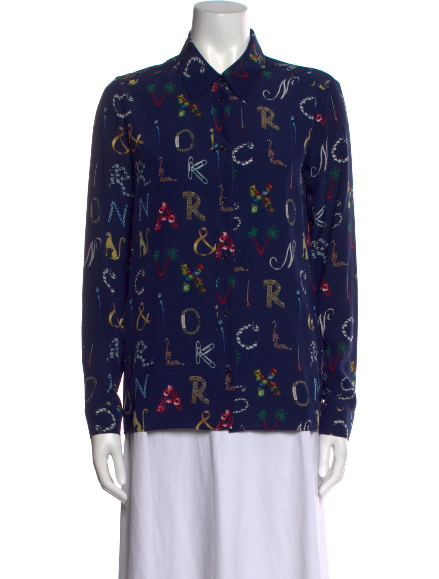 Sandro Silk Printed Button-Up Top