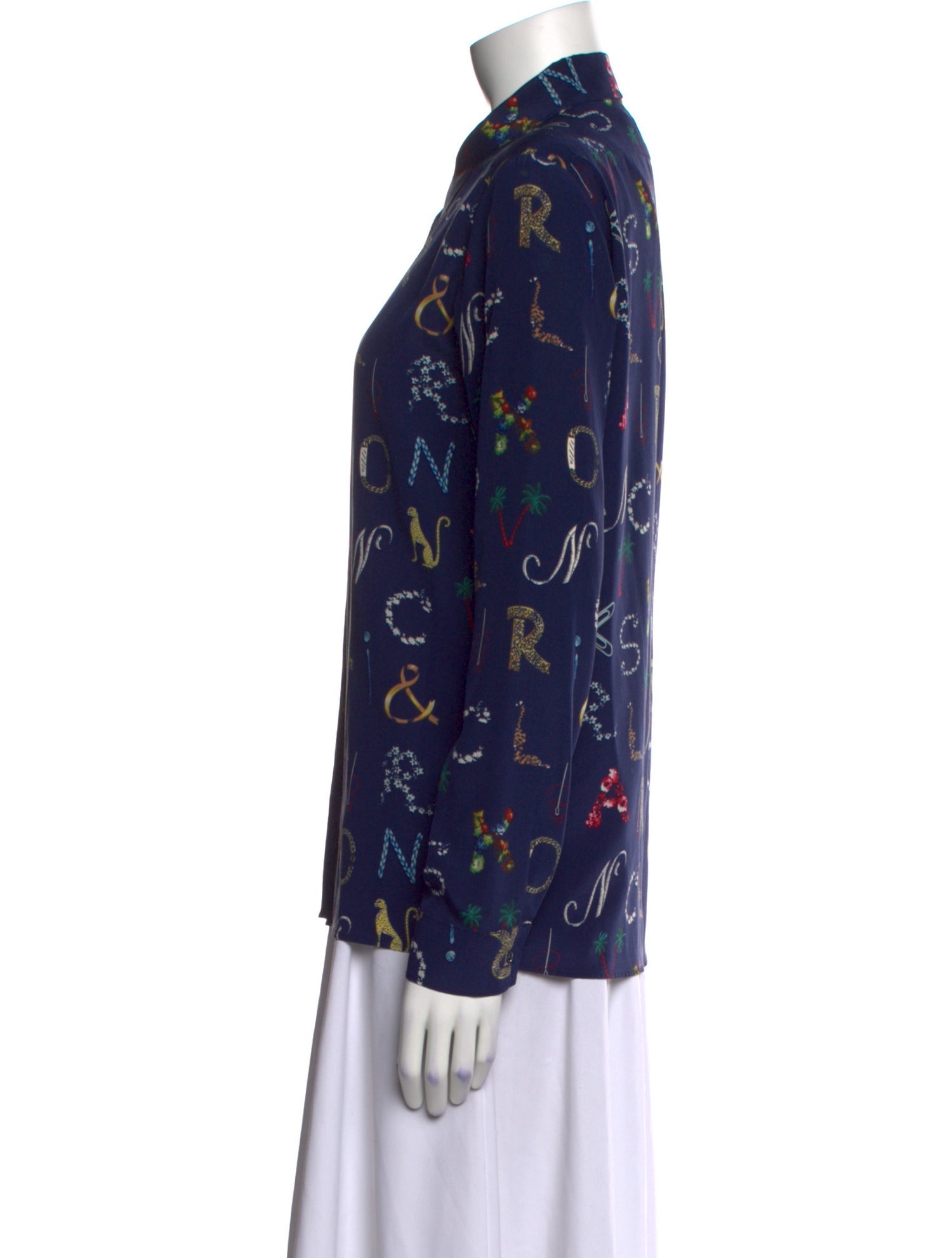 Sandro Silk Printed Button-Up Top