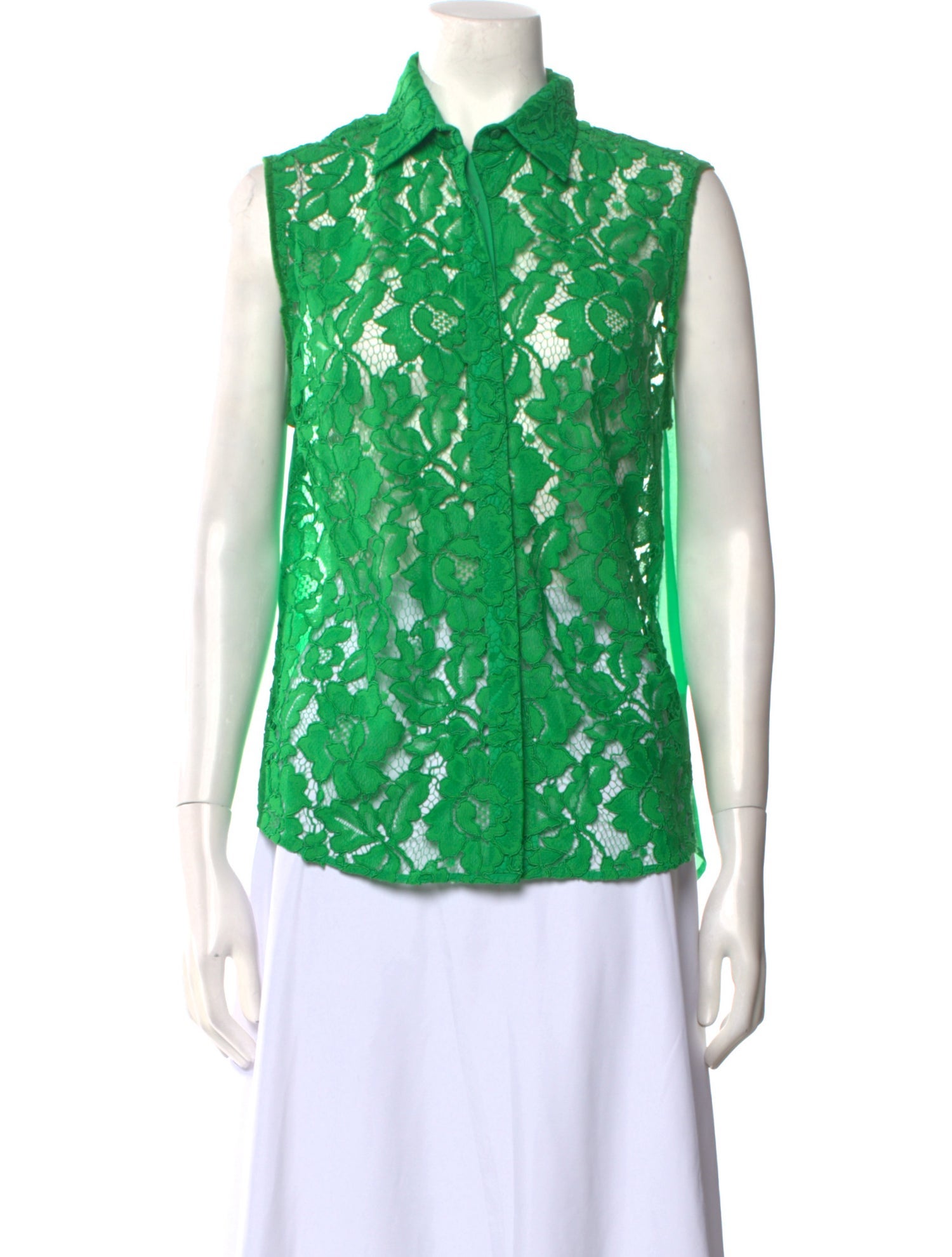 Sandro Lace Pattern Sleeveless Button-Up Top