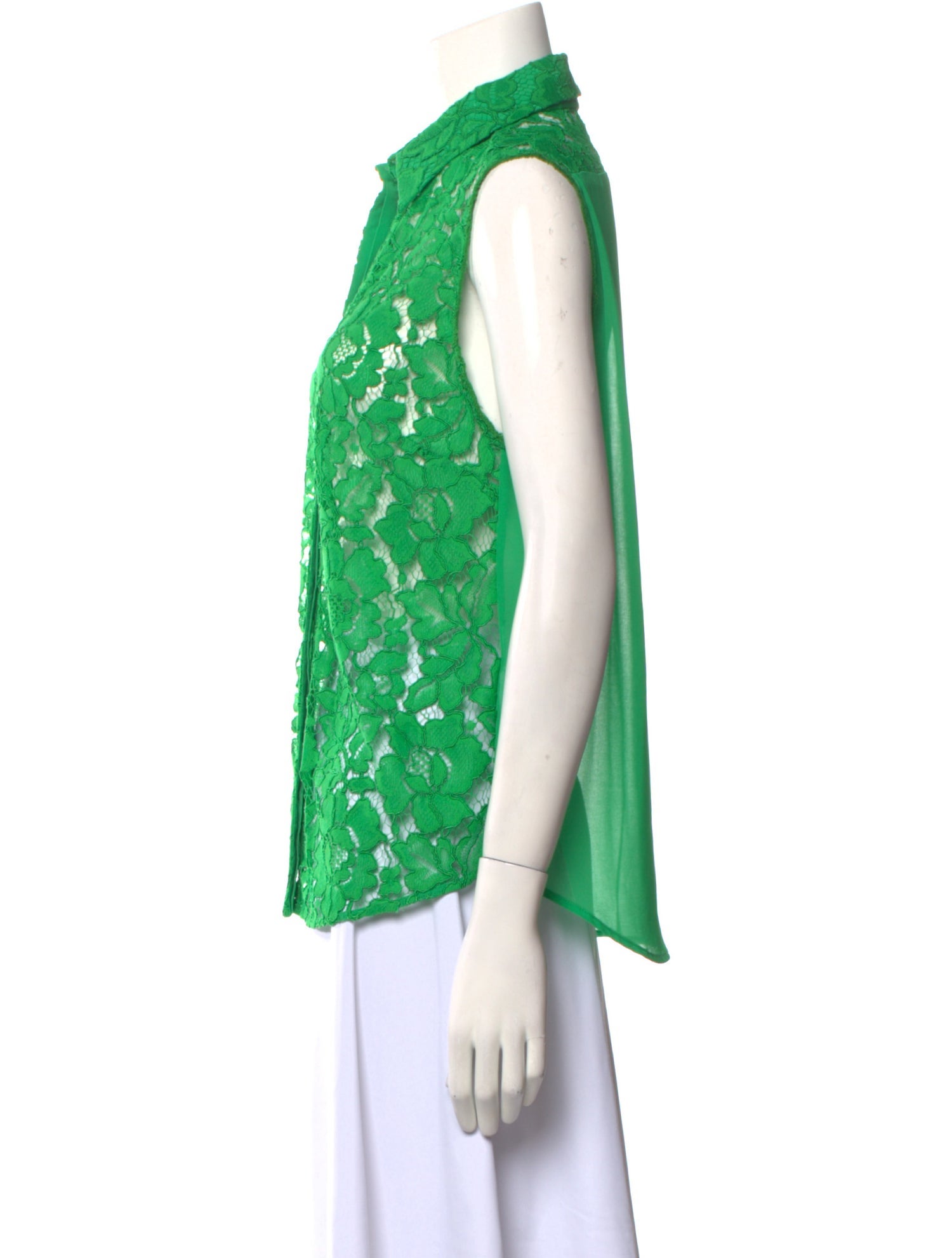 Sandro Lace Pattern Sleeveless Button-Up Top