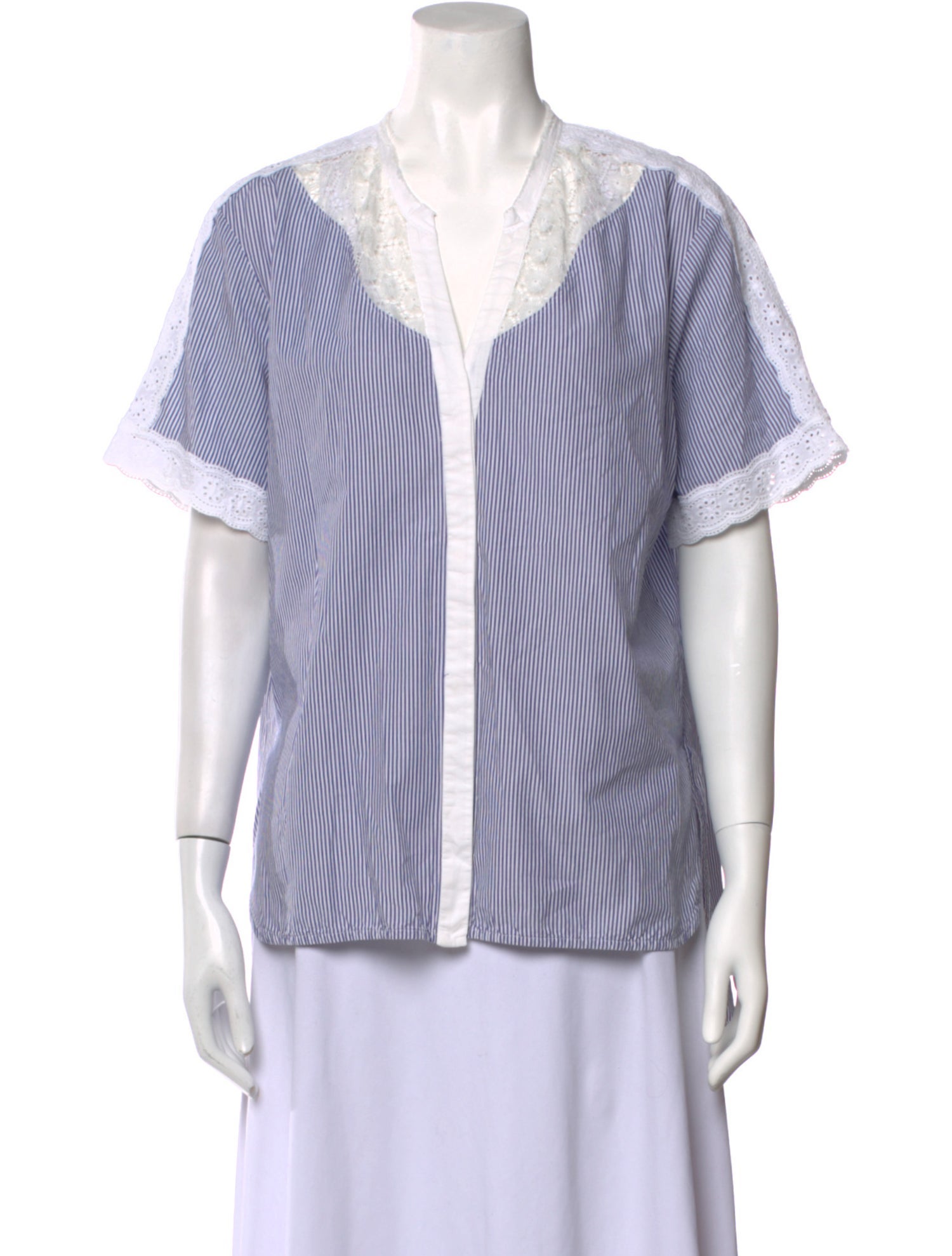 Sandro Striped V-Neck Blouse