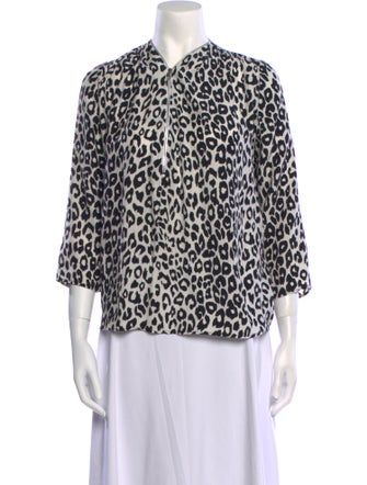 Sandro Silk Animal Print Button-Up Top