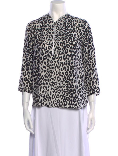 Sandro Silk Animal Print Button-Up Top