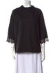 Sandro Mock Neck Three-Quarter Sleeve Blouse