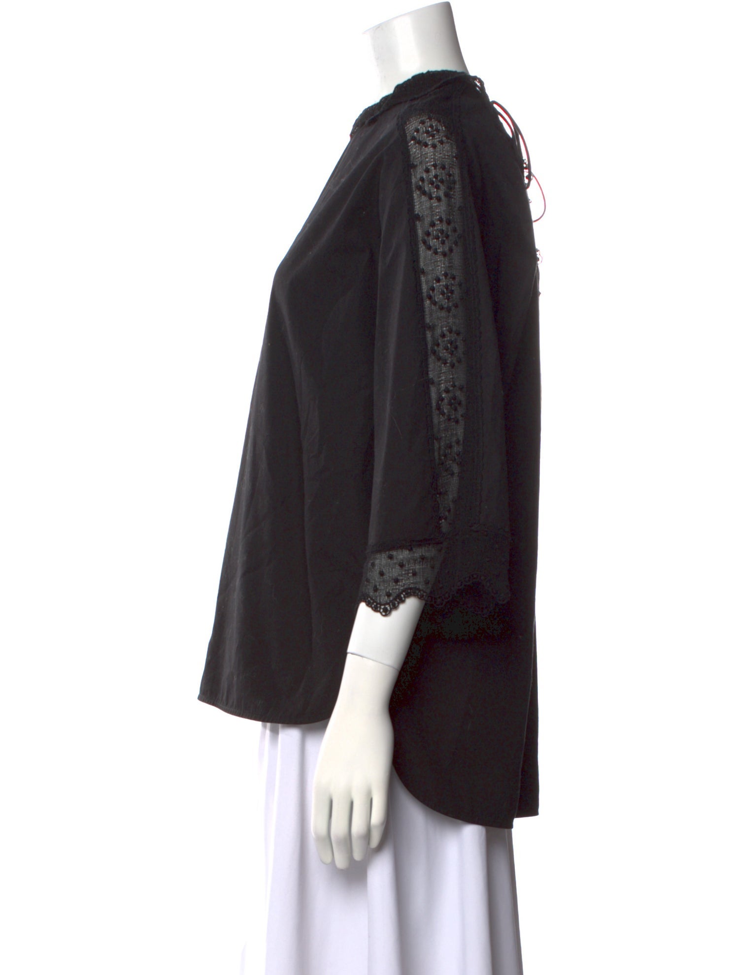 Sandro Mock Neck Three-Quarter Sleeve Blouse