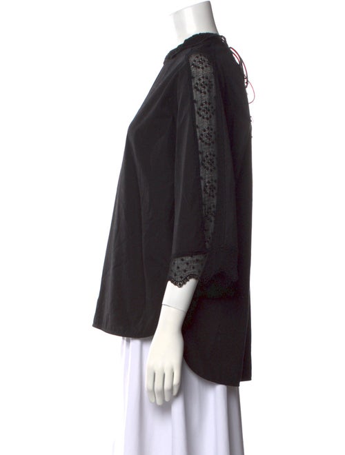 Sandro Mock Neck Three-Quarter Sleeve Blouse