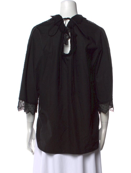 Sandro Mock Neck Three-Quarter Sleeve Blouse