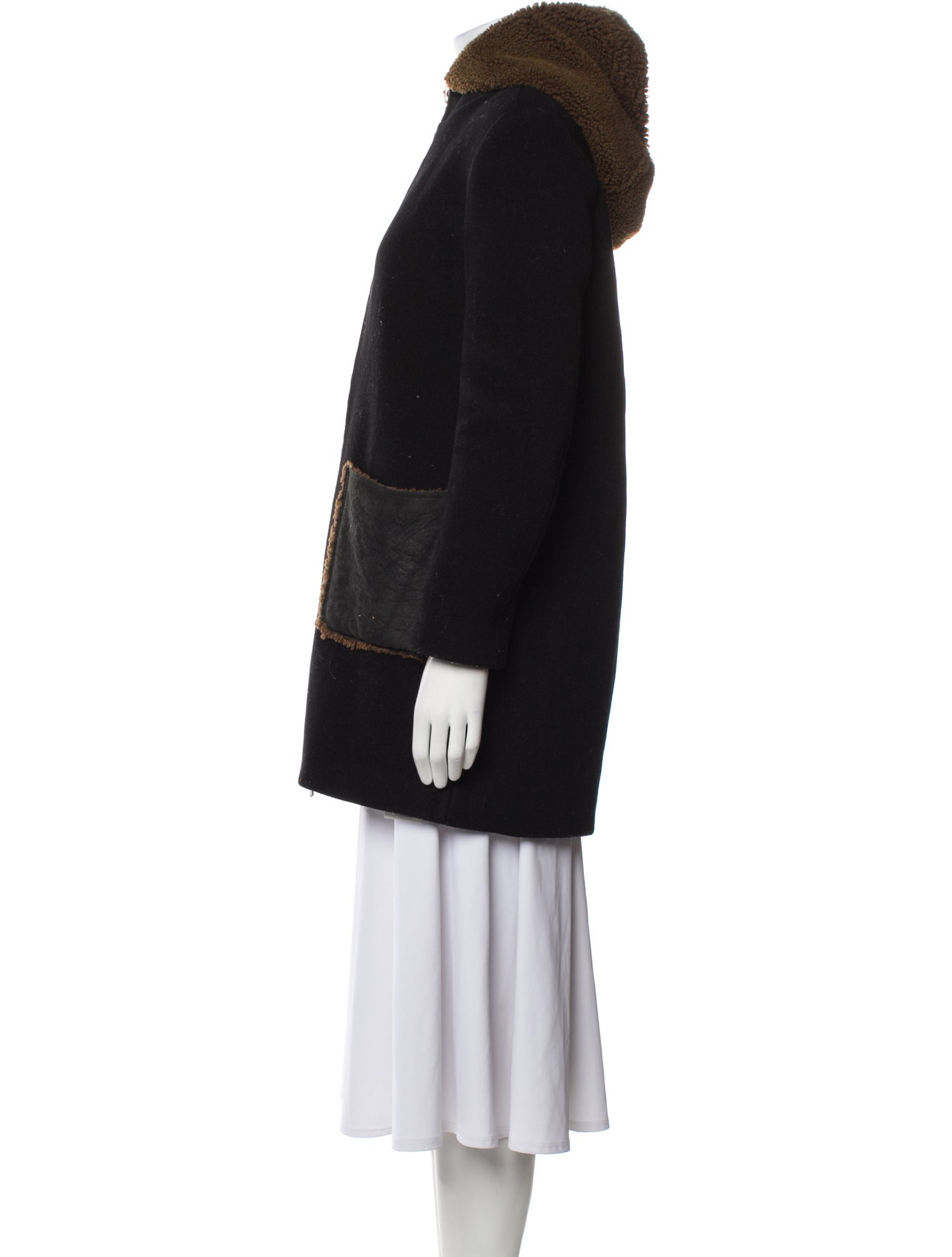 Sandro Wool Fur Coat