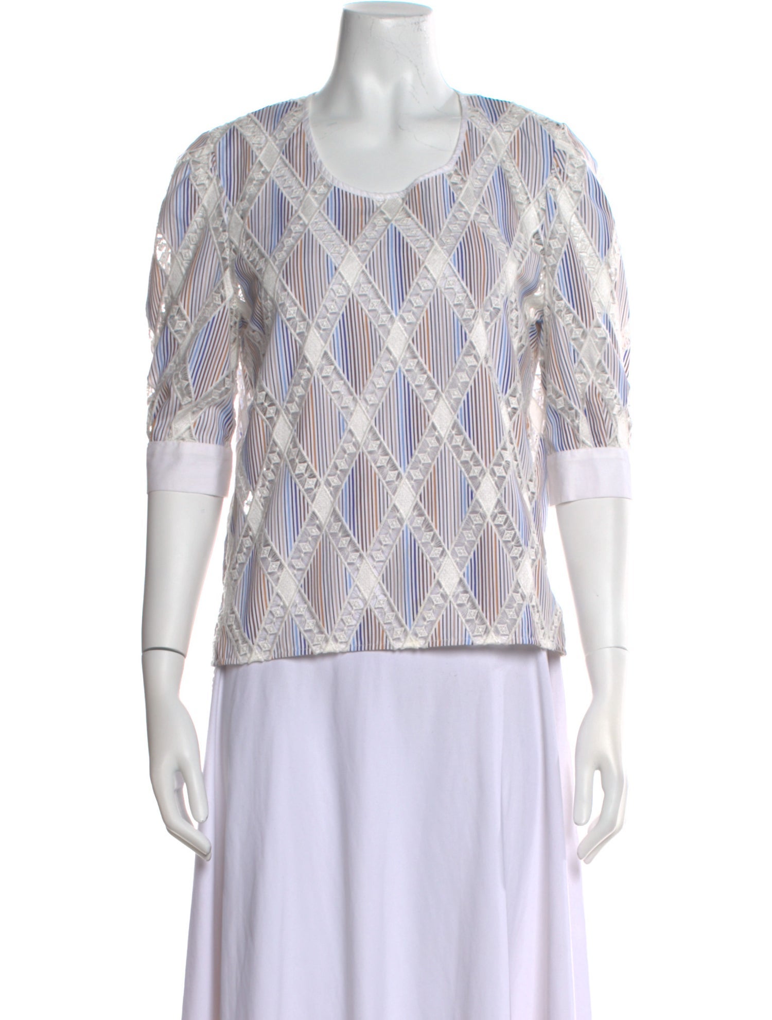 Sandro Printed Scoop Neck Blouse