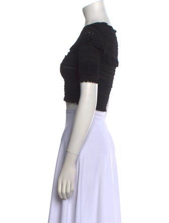 Sandro Square Neckline Short Sleeve Crop Top