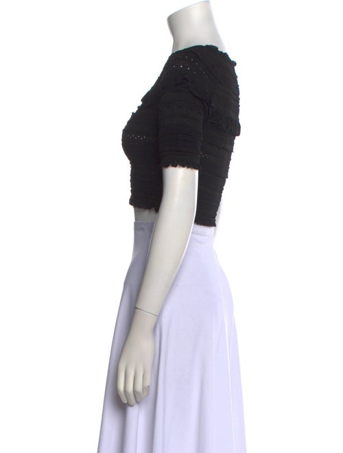 Sandro Square Neckline Short Sleeve Crop Top