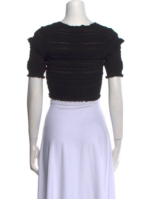 Sandro Square Neckline Short Sleeve Crop Top