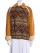 Sandro Suede Printed Faux Fur Jacket
