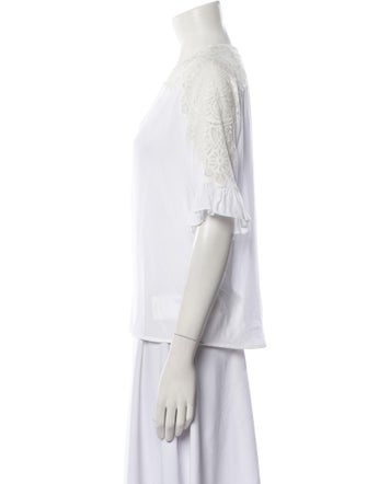 Sandro V-Neck Three-Quarter Sleeve Blouse