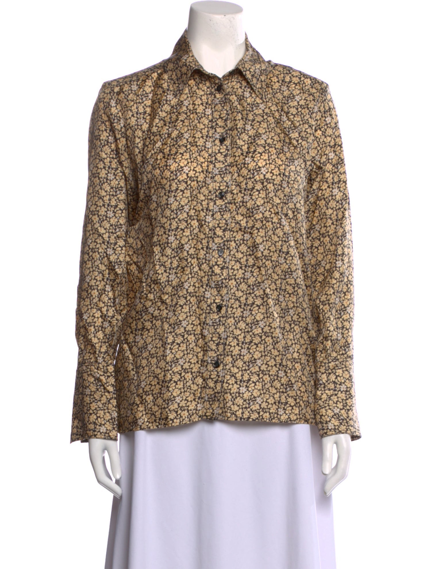 Sandro Silk Floral Print Button-Up Top