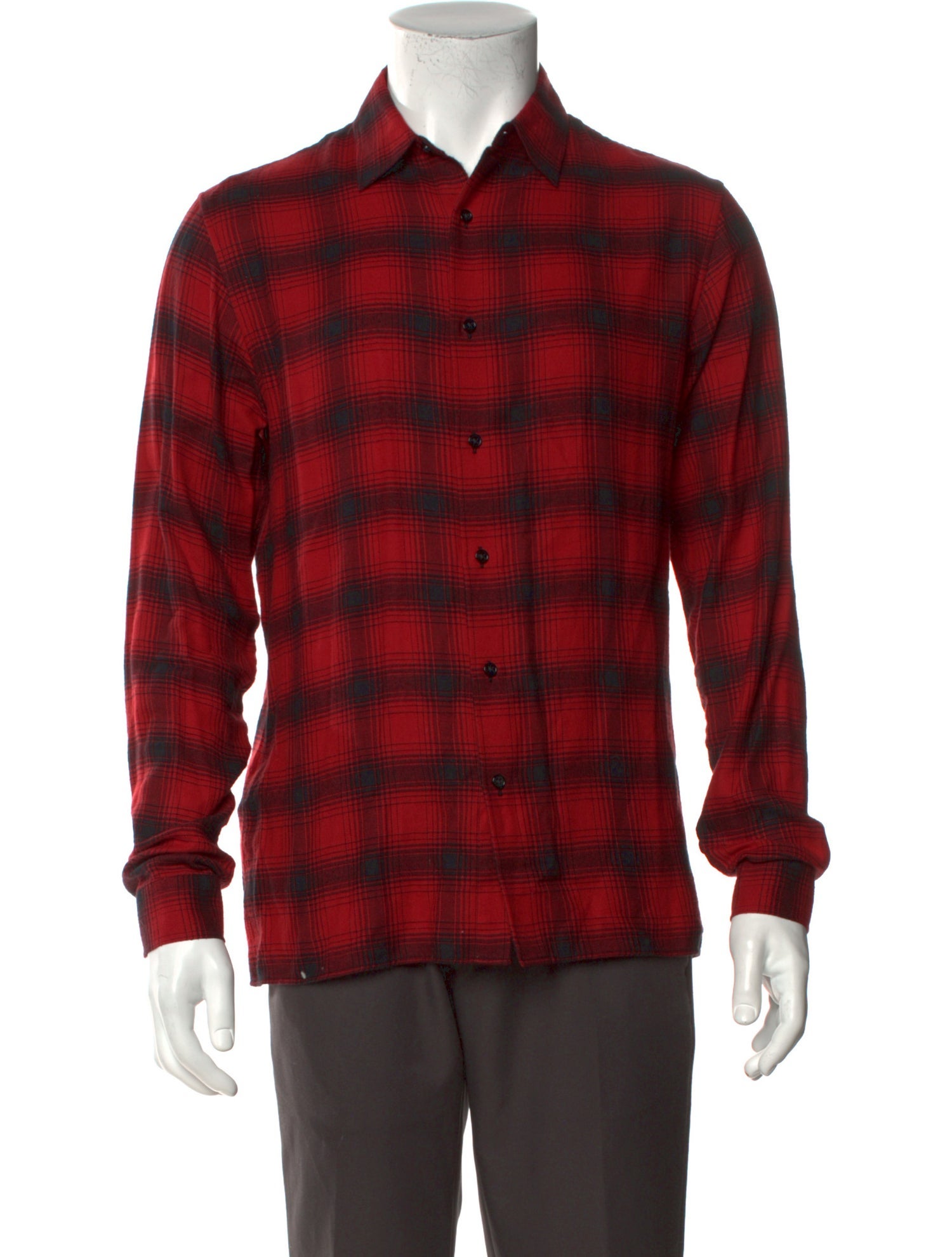 Sandro Plaid Print Long Sleeve Shirt