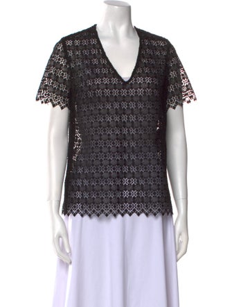 Sandro V-Neck Short Sleeve Blouse