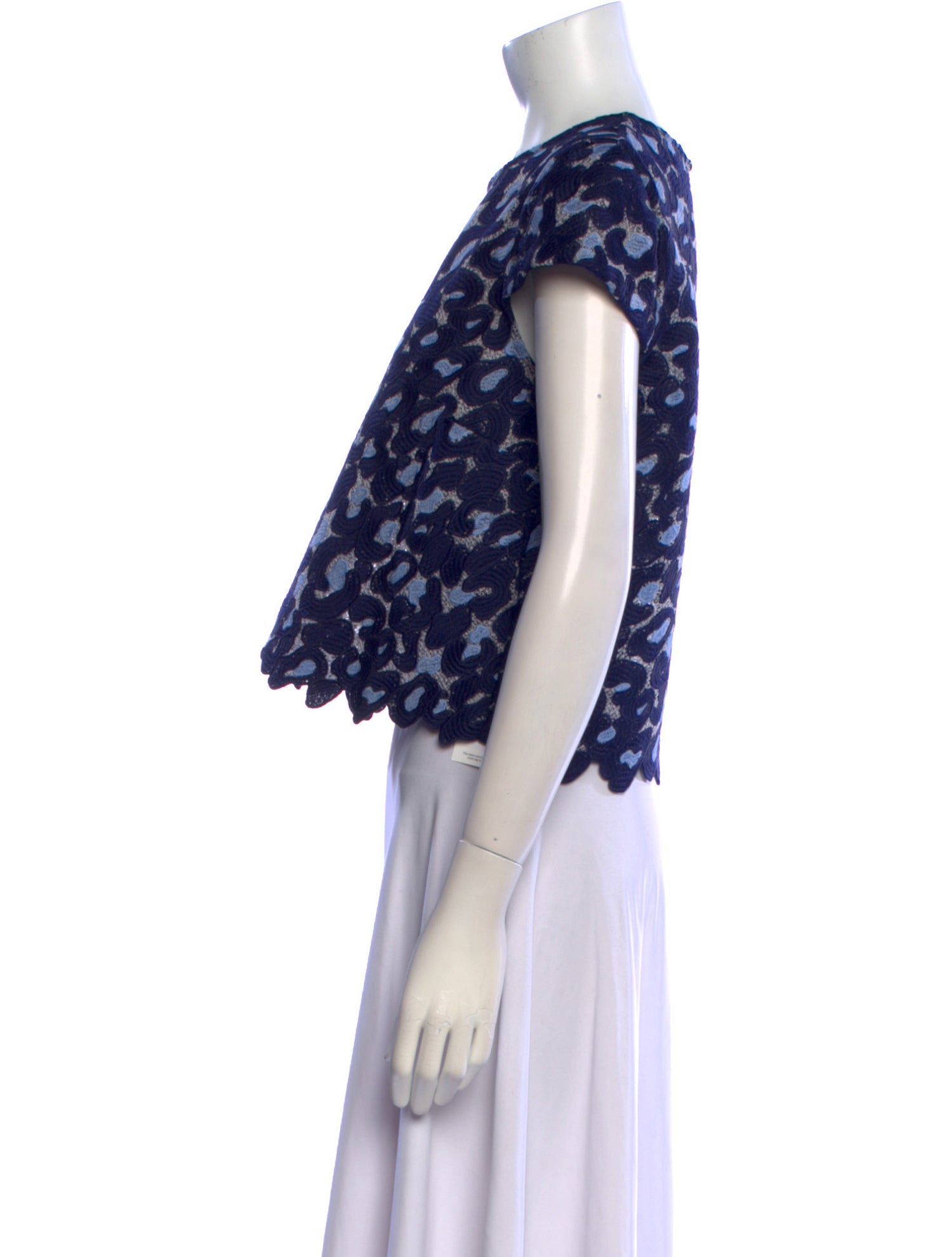 Sandro Lace Pattern Crew Neck Crop Top