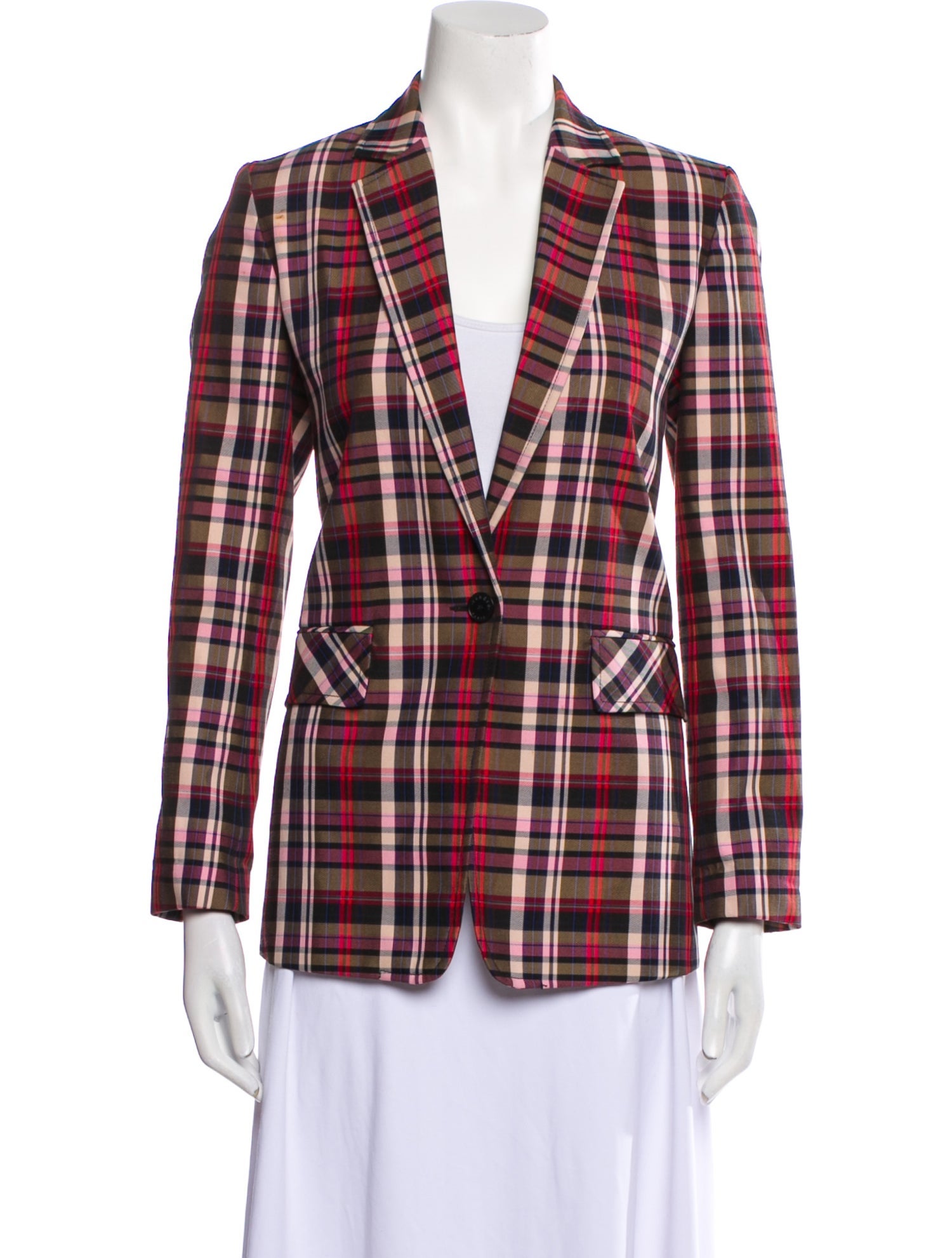 Sandro Plaid Print Blazer