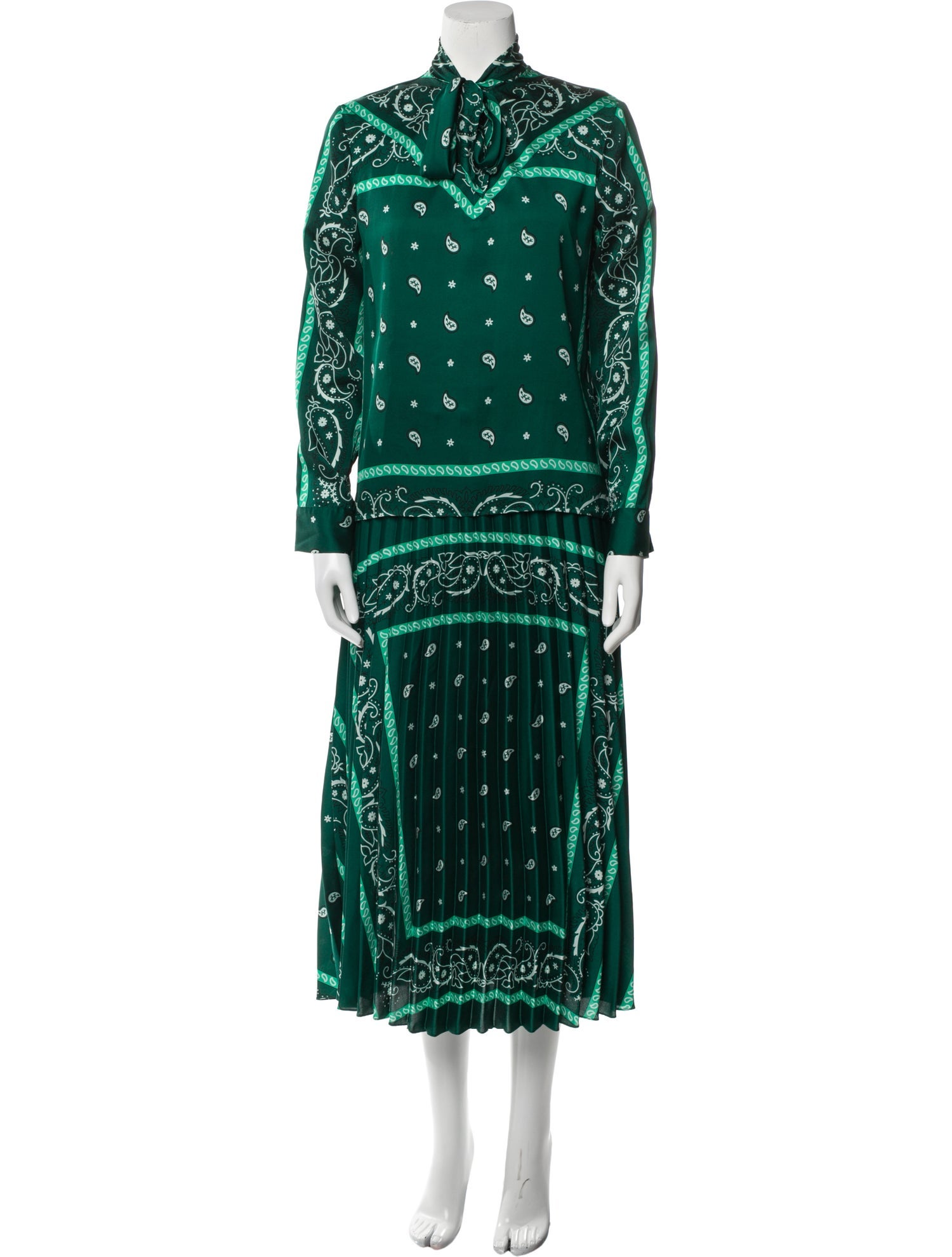 Sandro Paisley Print Pleated Accents Skirt Set