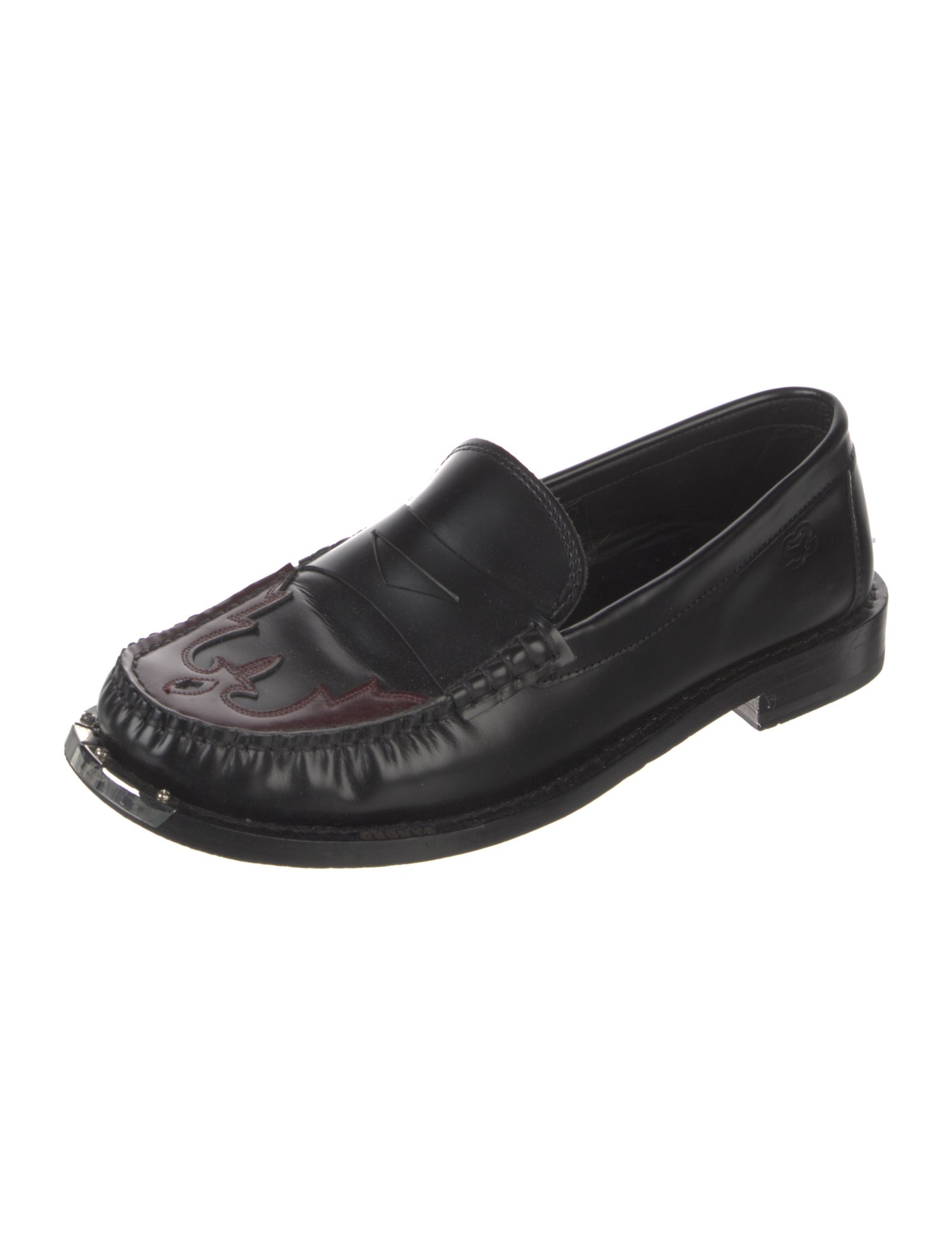 Sandro Leather Chain-Link Accents Loafers