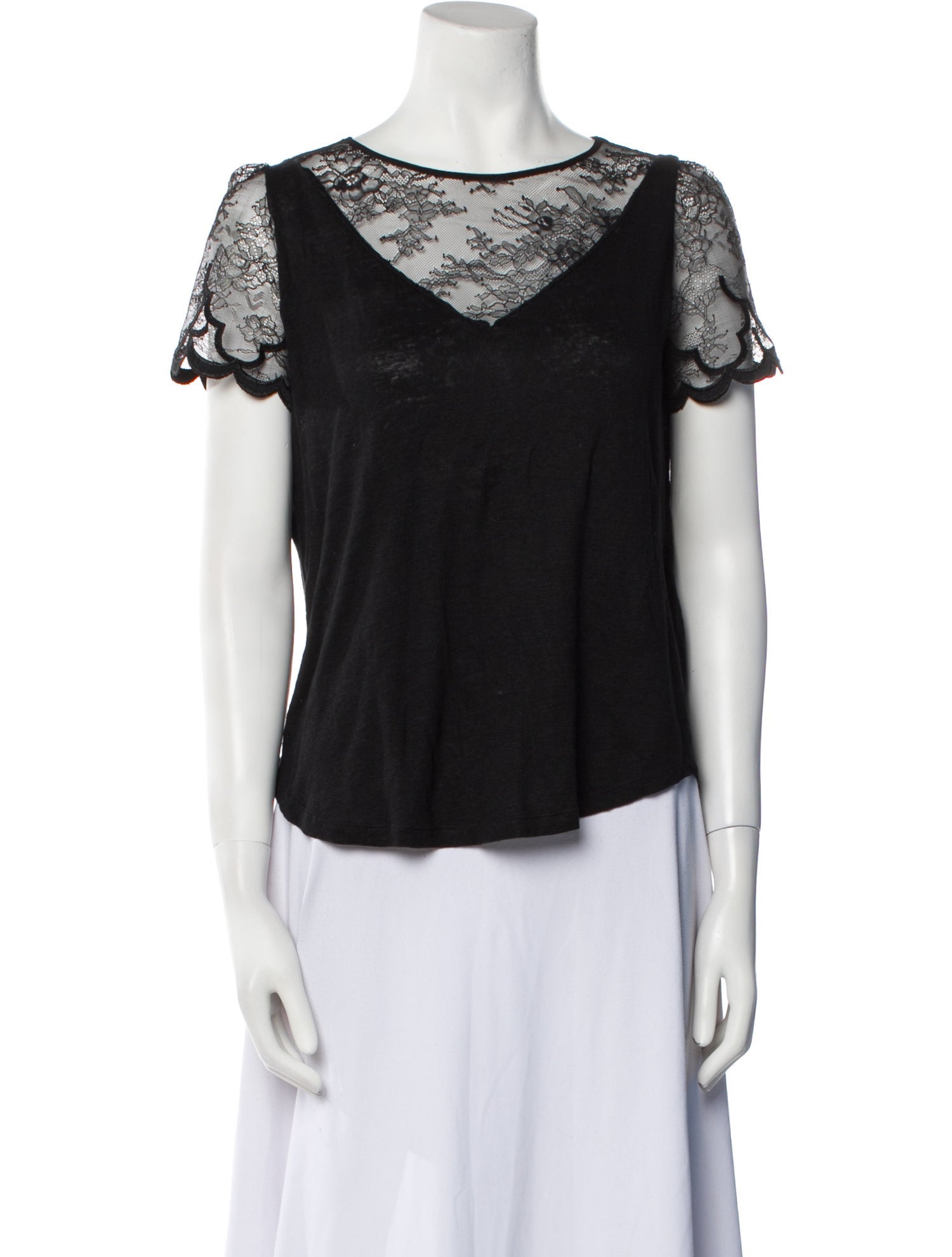 Sandro Linen Bateau Neckline Top