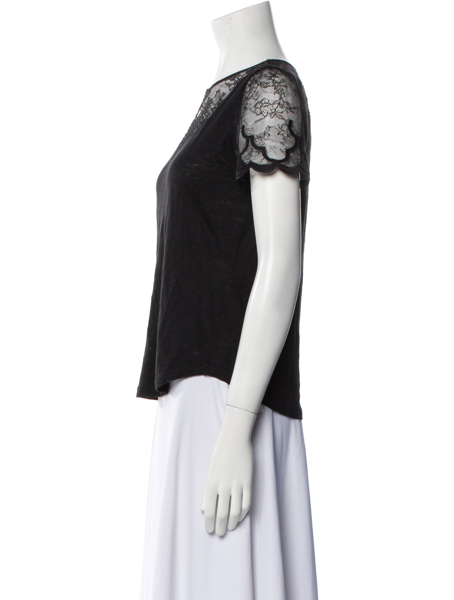 Sandro Linen Bateau Neckline Top