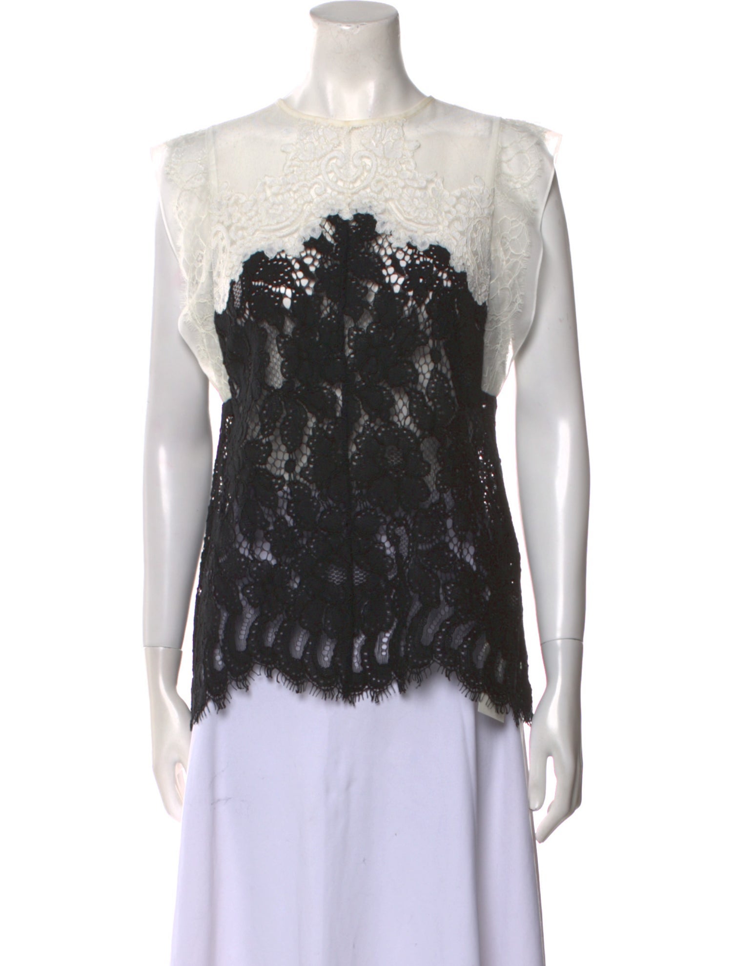 Sandro Lace Pattern Crew Neck Blouse
