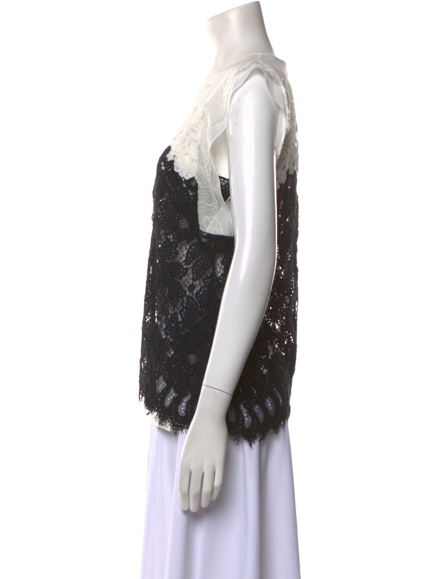 Sandro Lace Pattern Crew Neck Blouse