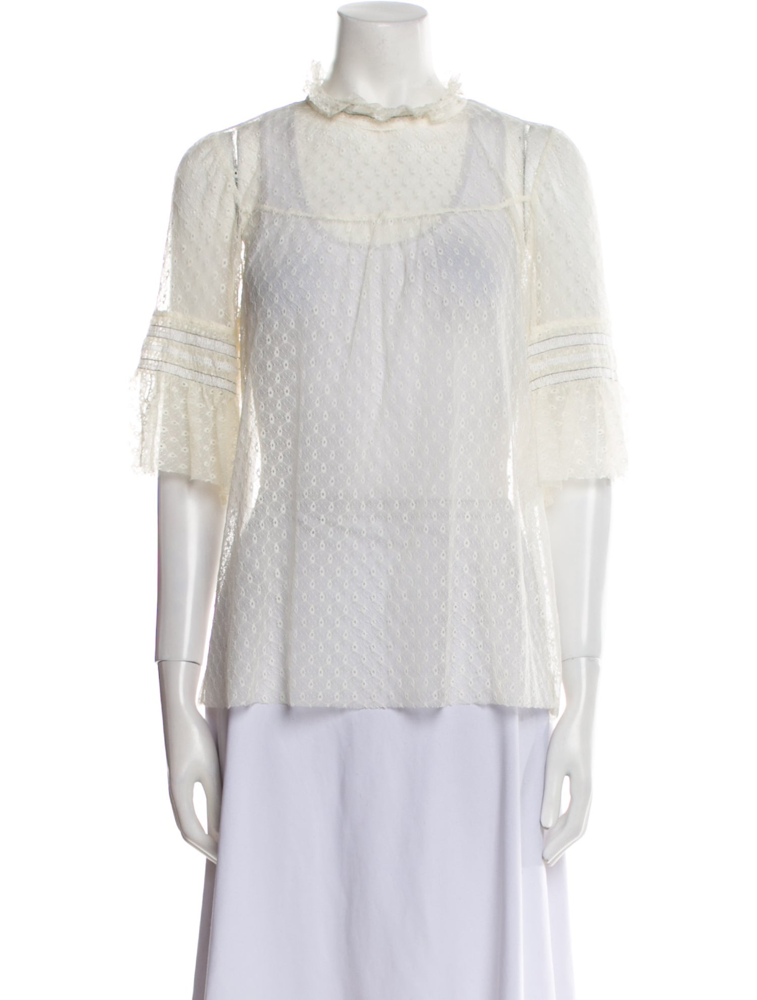Sandro Lace Mock Neck Sweater