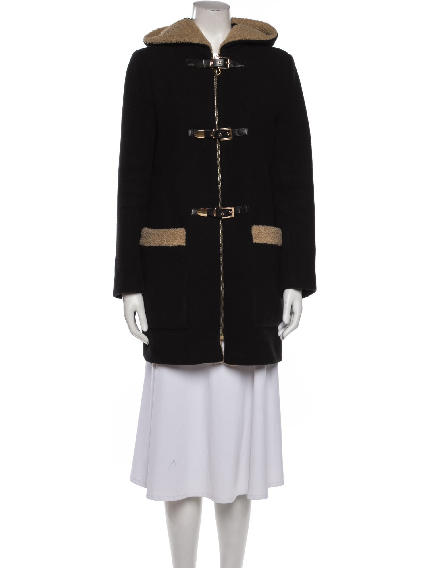 Sandro Wool Fur Coat