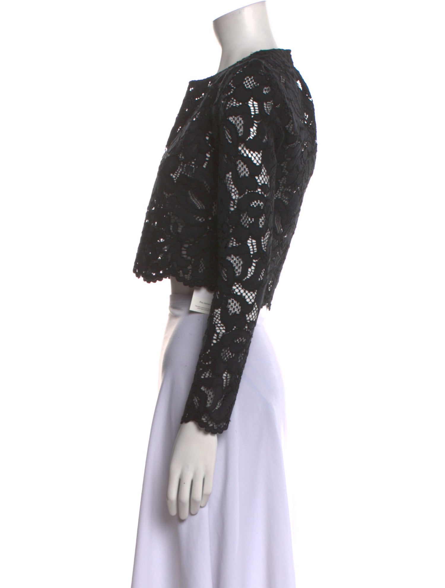 Sandro Lace Pattern Crew Neck Crop Top