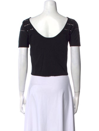 Sandro Bateau Neckline Short Sleeve Crop Top