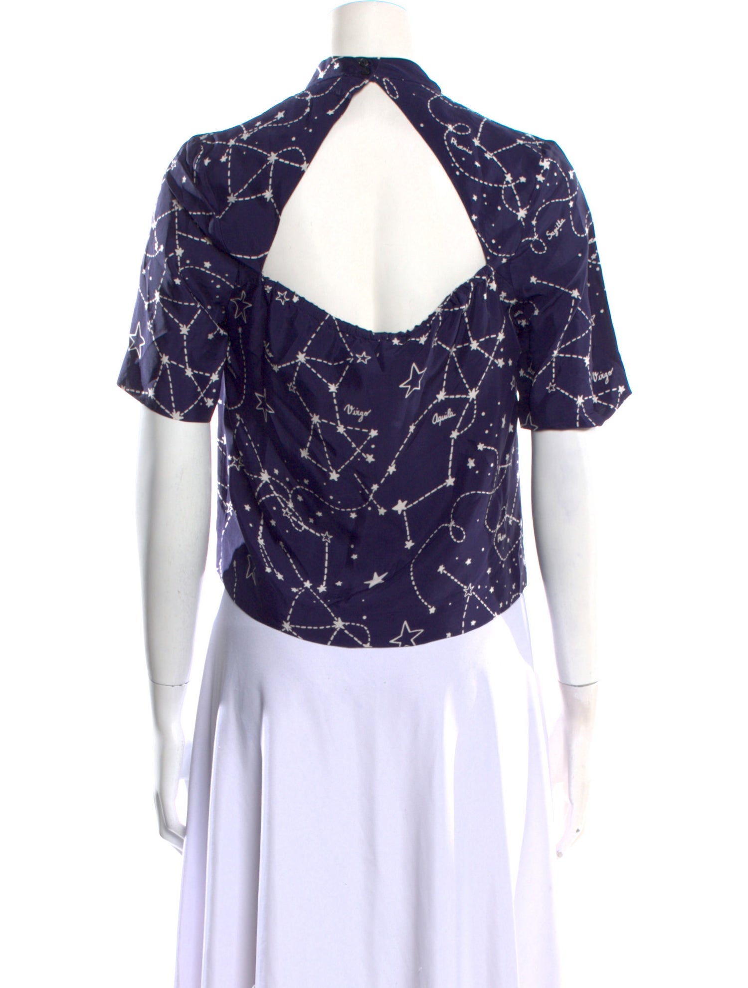 Sandro Printed Mock Neck Crop Top