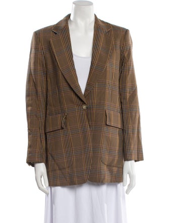 Sandro Wool Plaid Print Blazer