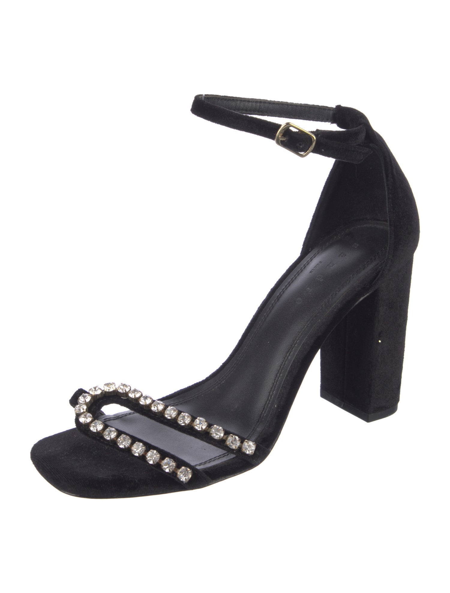 Sandro Velvet Crystal Embellishments Sandals