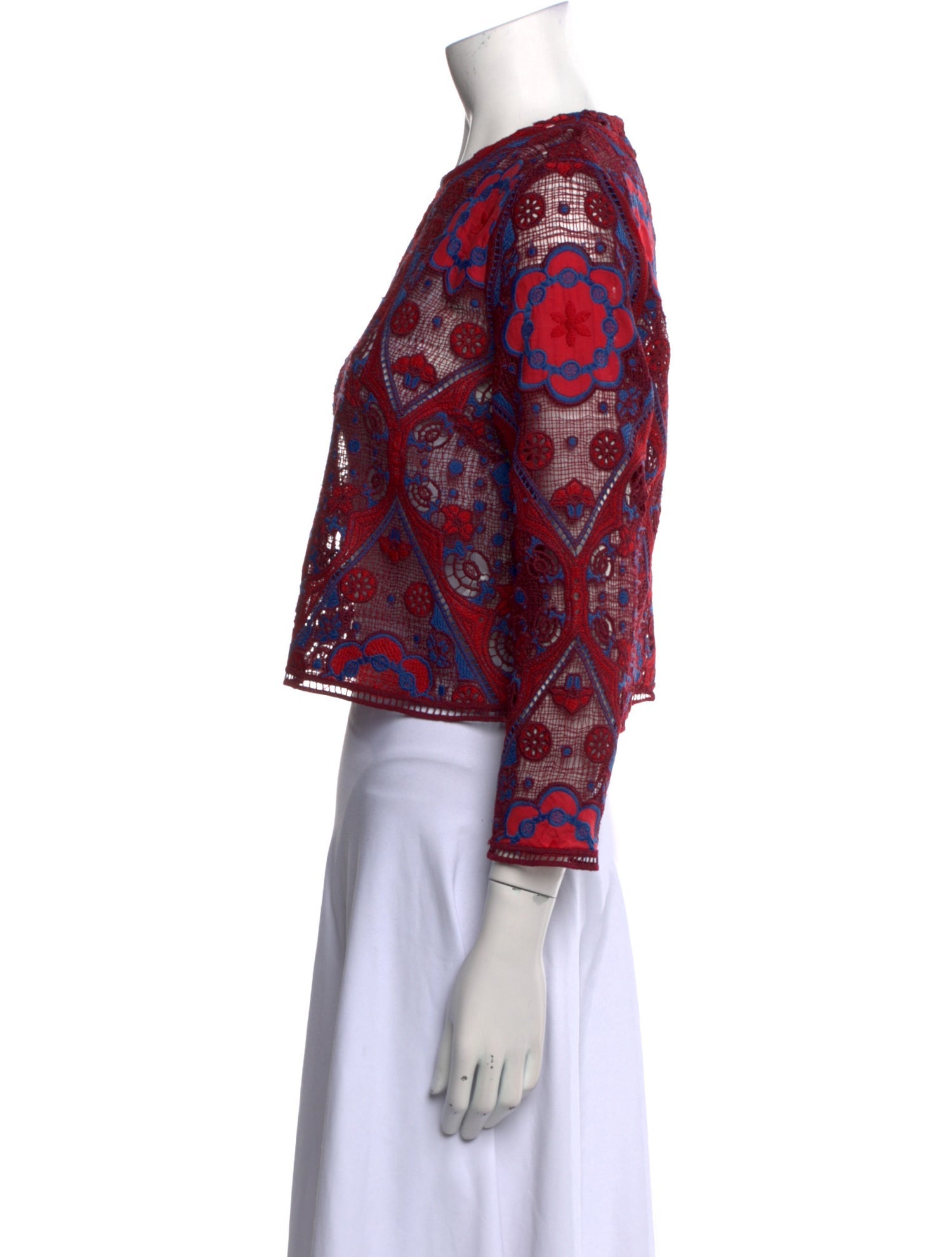 Sandro Printed Crew Neck Crop Top