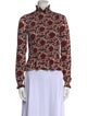 Sandro Floral Print Mock Neck Blouse
