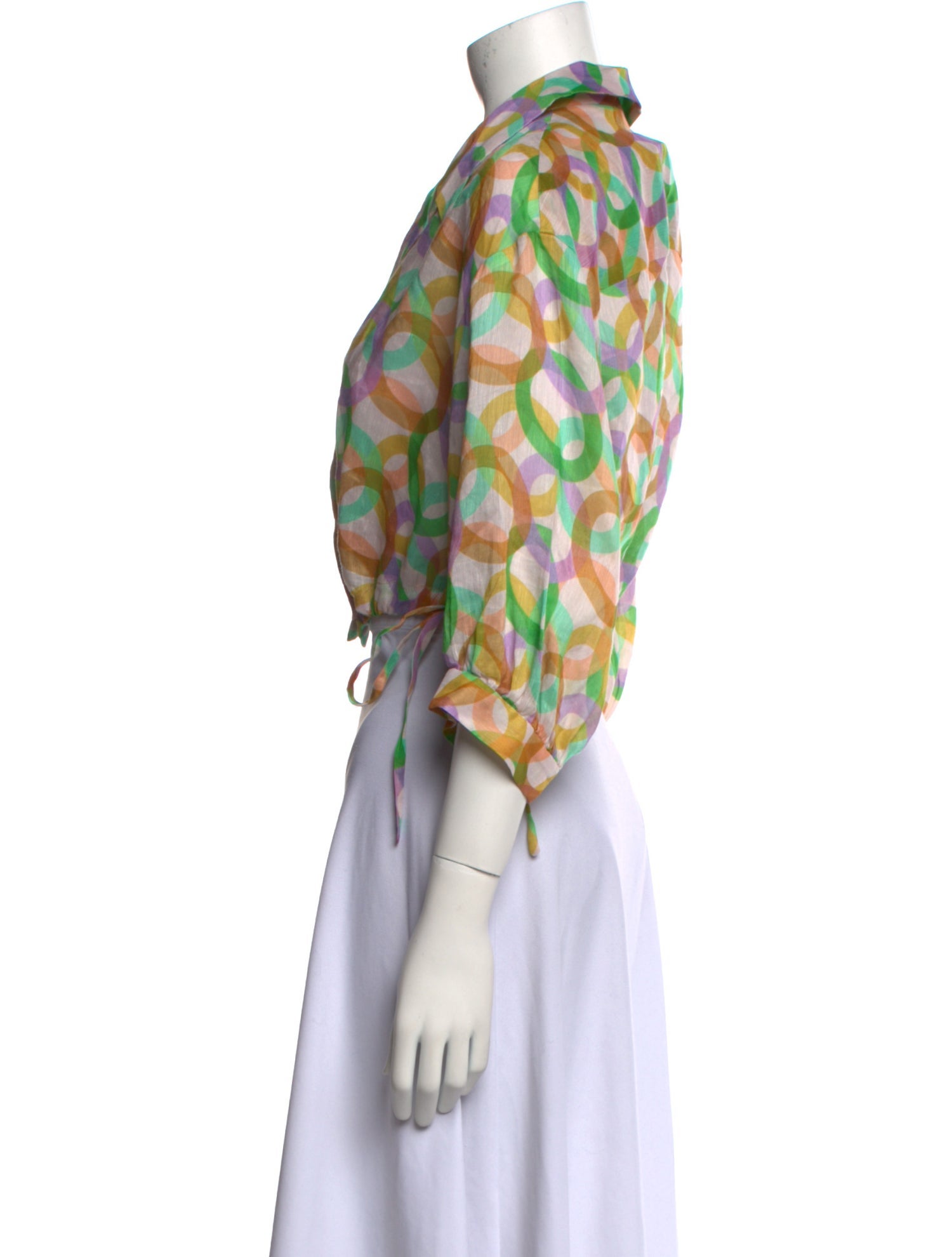 Sandro Printed Three-Quarter Sleeve Crop Top