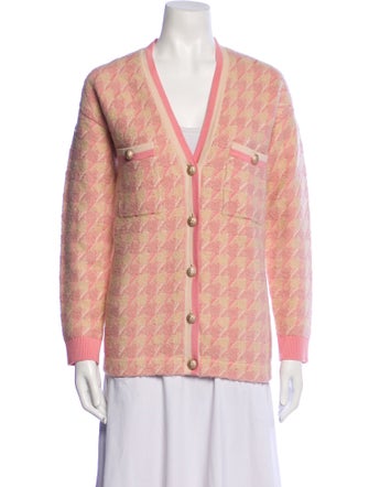 Sandro Houndstooth Print Plunge Neckline Sweater