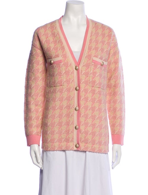 Sandro Houndstooth Print Plunge Neckline Sweater