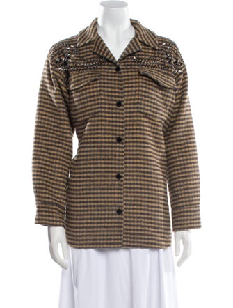 Sandro Wool Houndstooth Print Blazer
