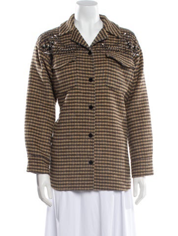 Sandro Jackets Wool Houndstooth Print Blazer XS