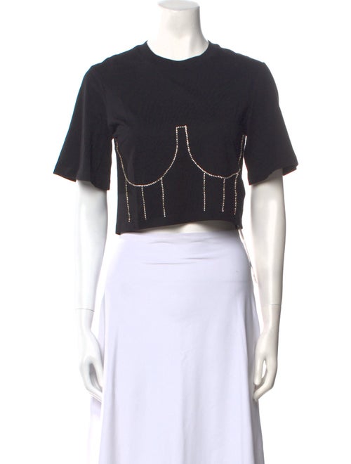 Sandro Crew Neck Short Sleeve Crop Top