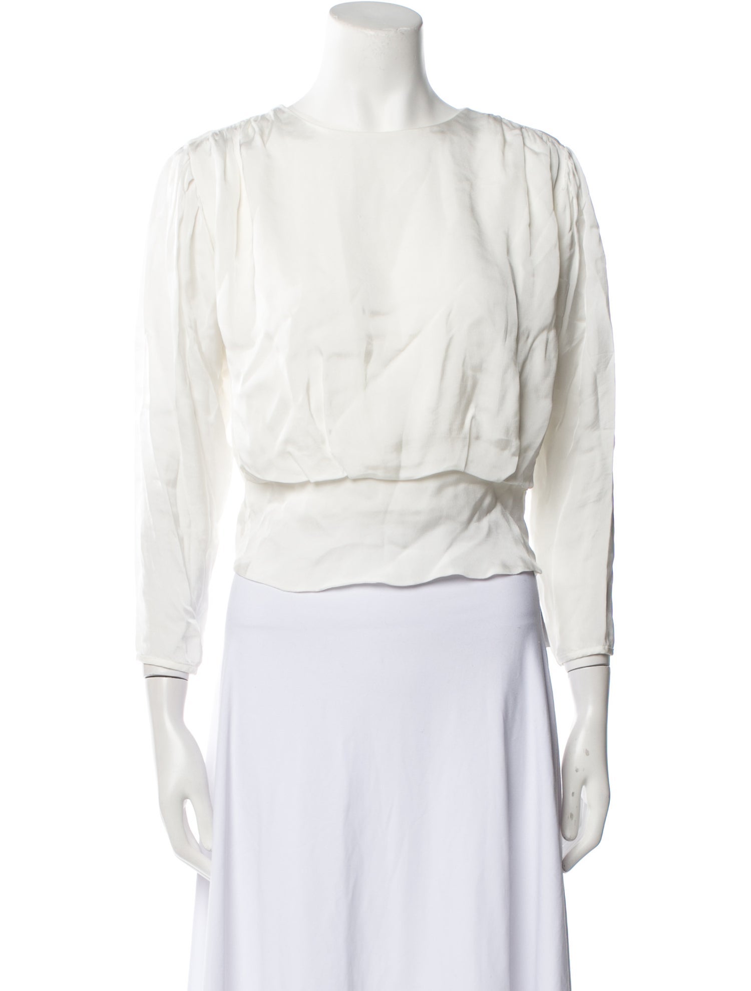 Sandro Crew Neck Three-Quarter Sleeve Crop Top