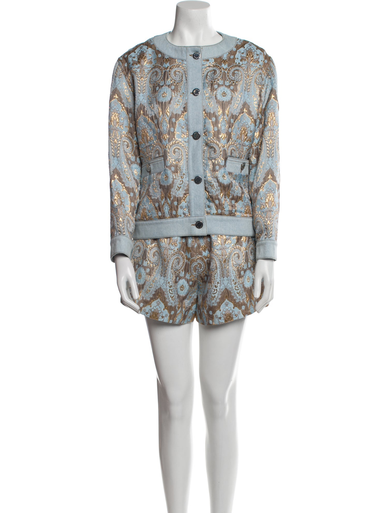 Sandro Floral Print Pleated Accents Short Set