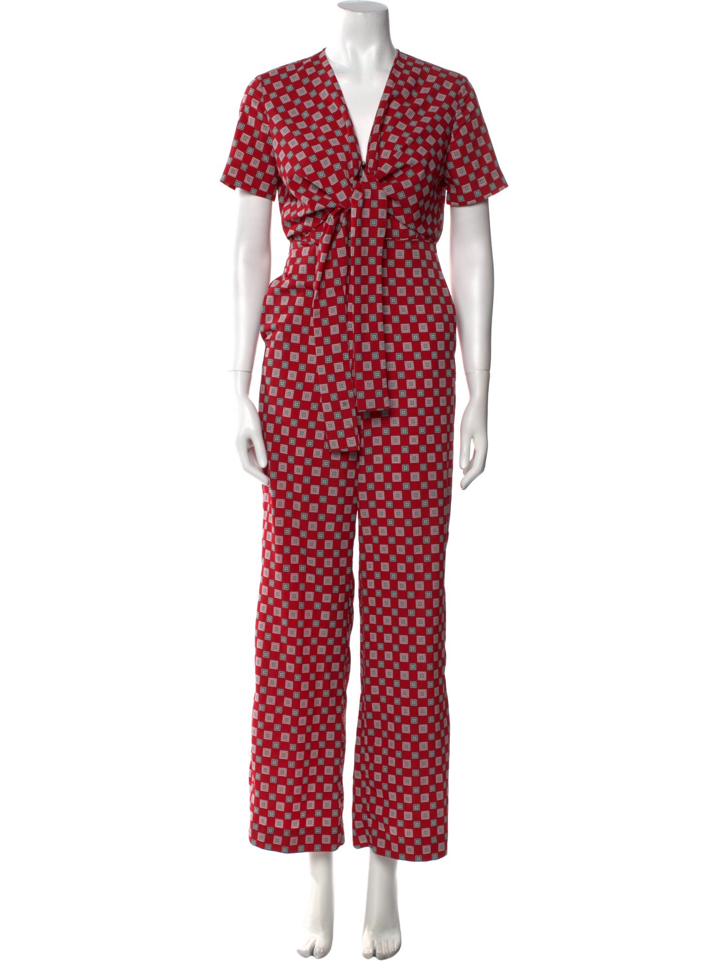 Sandro Floral Print V-Neck Jumpsuit