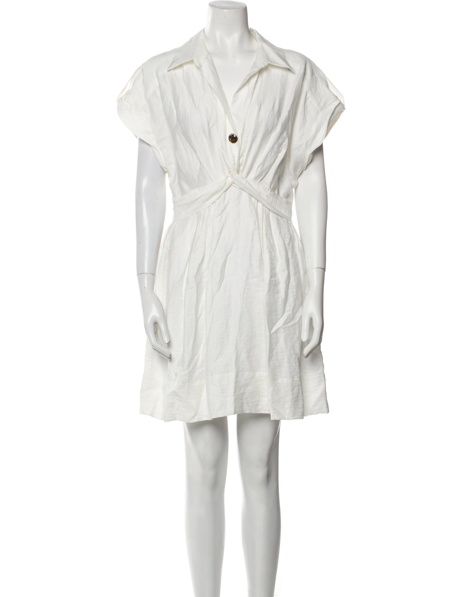 chinese dress ladies Sandro Layered mini blouse dress in linen blend - White