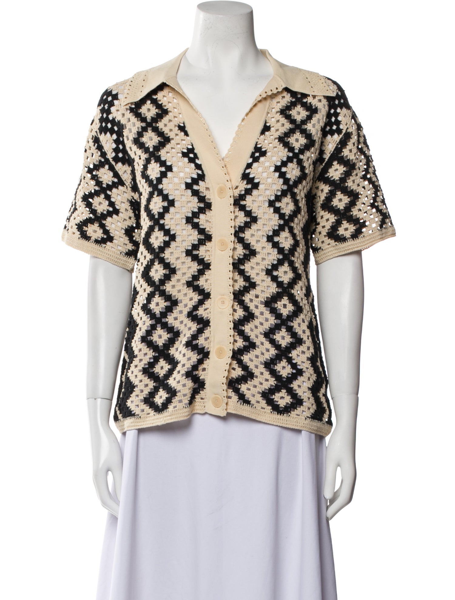 Sandro Printed V-Neck Sweater